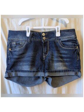 Wallflower Luscious Curvy Fit Blue Women's Denim Shorts Rolled Cuffs Size 11